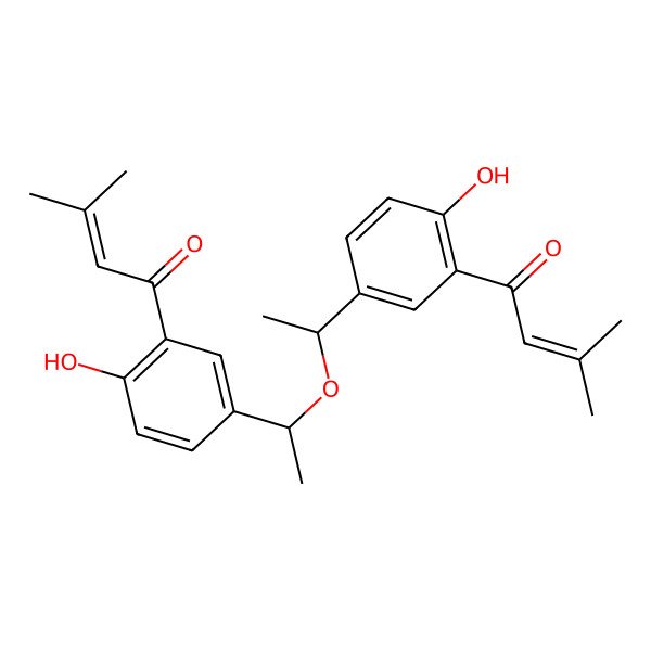 2D Structure of 1-[2-hydroxy-5-[(1R)-1-[(1S)-1-[4-hydroxy-3-(3-methylbut-2-enoyl)phenyl]ethoxy]ethyl]phenyl]-3-methylbut-2-en-1-one