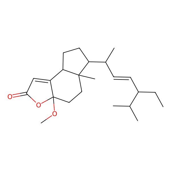 2D Structure of 6-(5-Ethyl-6-methylhept-3-en-2-yl)-3a-methoxy-5a-methyl-4,5,6,7,8,8a-hexahydrocyclopenta[e][1]benzofuran-2-one