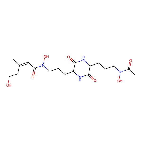 2D Structure of (E)-N-[3-[(2S,5S)-5-[3-[acetyl(hydroxy)amino]propyl]-3,6-dioxopiperazin-2-yl]propyl]-N,5-dihydroxy-3-methylpent-2-enamide