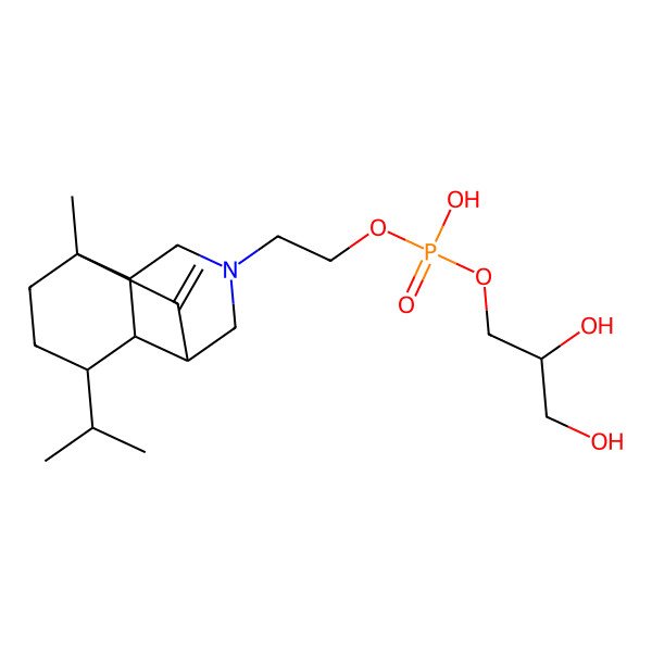 2D Structure of 2,3-Dihydroxypropyl 2-(1-methyl-2-methylidene-9-propan-2-yl-5-azatricyclo[5.4.0.03,8]undecan-5-yl)ethyl hydrogen phosphate