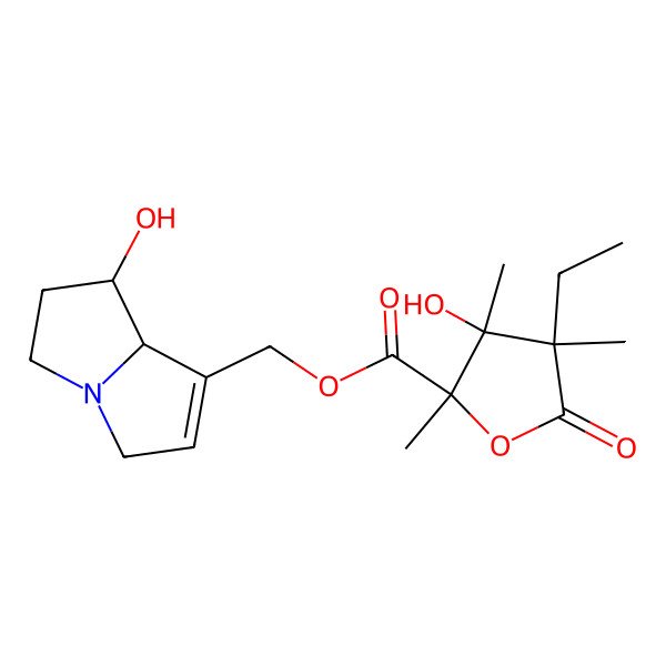 2D Structure of (7-hydroxy-5,6,7,8-tetrahydro-3H-pyrrolizin-1-yl)methyl 4-ethyl-3-hydroxy-2,3,4-trimethyl-5-oxooxolane-2-carboxylate
