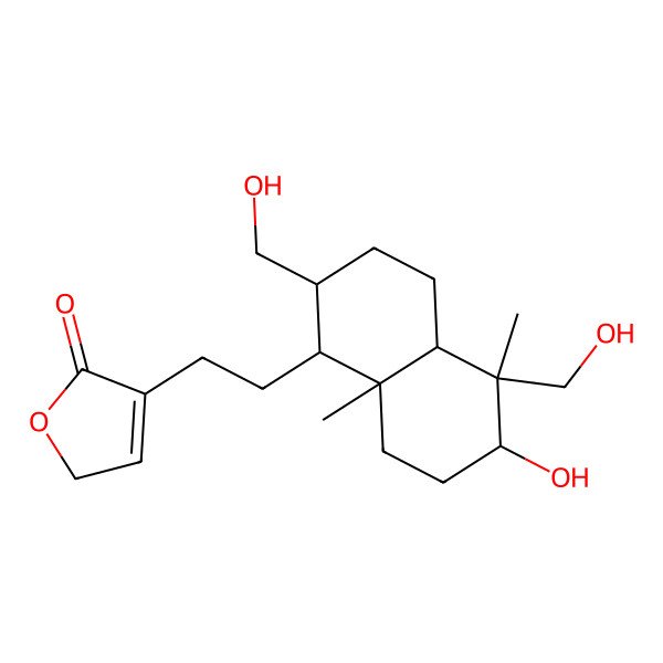 2D Structure of 4-[2-[6-hydroxy-2,5-bis(hydroxymethyl)-5,8a-dimethyl-1,2,3,4,4a,6,7,8-octahydronaphthalen-1-yl]ethyl]-2H-furan-5-one