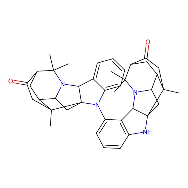 2D Structure of (1S,2R,4R,12S,18R)-14,14,18-trimethyl-10-[(1S,2R,4R,15S,18R)-14,14,18-trimethyl-16-oxo-5,13-diazahexacyclo[13.3.1.02,13.04,12.04,18.06,11]nonadeca-6,8,10-trien-5-yl]-5,13-diazahexacyclo[13.3.1.02,13.04,12.04,18.06,11]nonadeca-6(11),7,9-trien-16-one