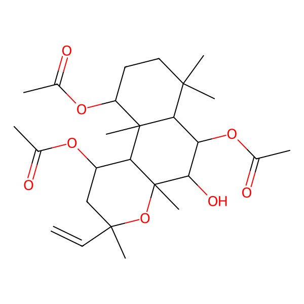 2D Structure of [(1R,3R,4aS,5S,6S,6aS,10R,10aS,10bS)-1,6-diacetyloxy-3-ethenyl-5-hydroxy-3,4a,7,7,10a-pentamethyl-2,5,6,6a,8,9,10,10b-octahydro-1H-benzo[f]chromen-10-yl] acetate