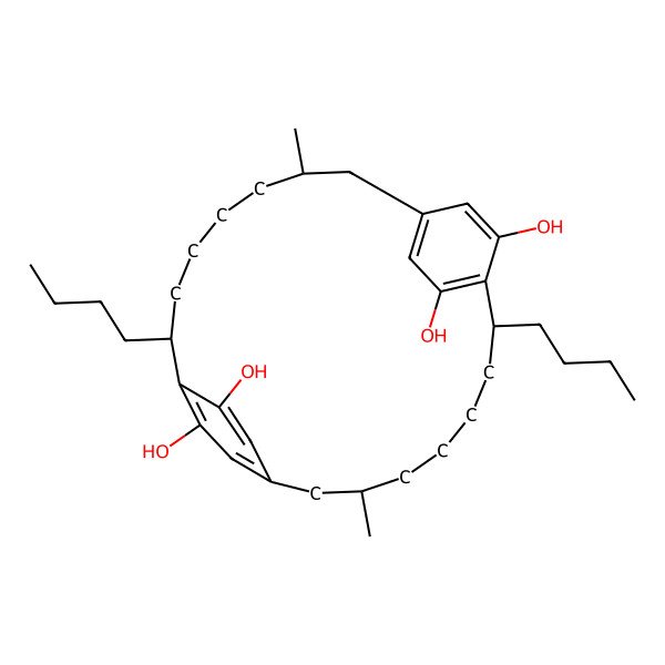 2D Structure of 8,19-Dibutyl-3,14-dimethyltricyclo[18.2.2.29,12]hexacosa-1(22),9,11,20,23,25-hexaene-10,21,24,26-tetrol