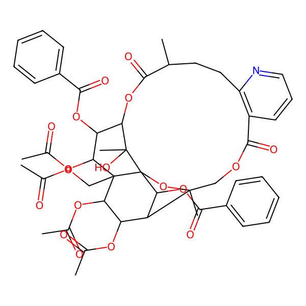 2D Structure of [(1S,3R,15S,18S,19R,20R,21R,22S,23R,24R,25R,26S)-20,22,23-triacetyloxy-21-(acetyloxymethyl)-25-benzoyloxy-26-hydroxy-3,15,26-trimethyl-6,16-dioxo-2,5,17-trioxa-11-azapentacyclo[16.7.1.01,21.03,24.07,12]hexacosa-7(12),8,10-trien-19-yl] benzoate