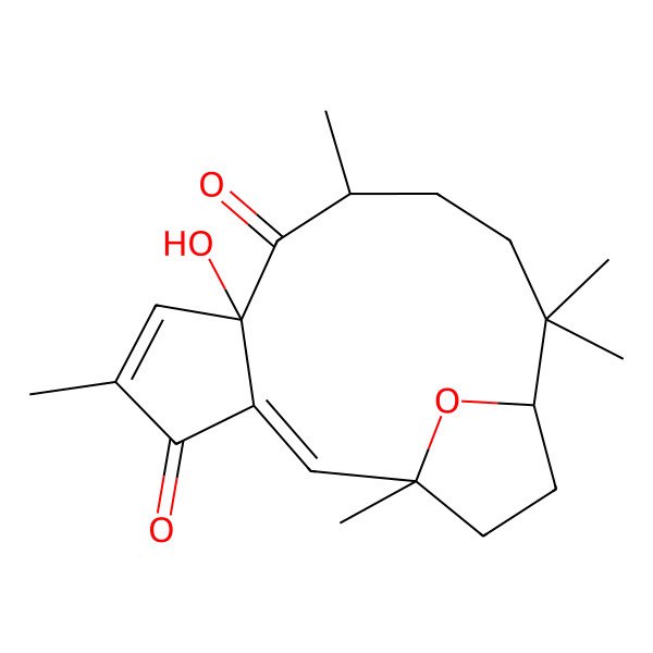 2D Structure of (1R,2E,7R,9S,13S)-7-hydroxy-1,5,9,12,12-pentamethyl-16-oxatricyclo[11.2.1.03,7]hexadeca-2,5-diene-4,8-dione