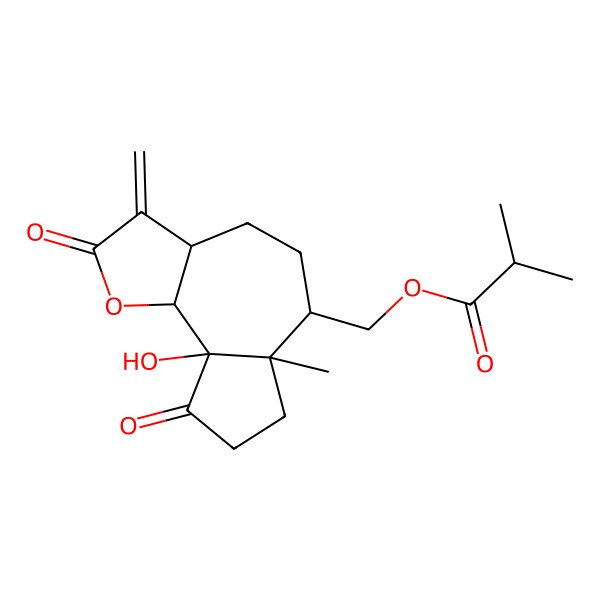 2D Structure of (9a-hydroxy-6a-methyl-3-methylidene-2,9-dioxo-4,5,6,7,8,9b-hexahydro-3aH-azuleno[4,5-b]furan-6-yl)methyl 2-methylpropanoate