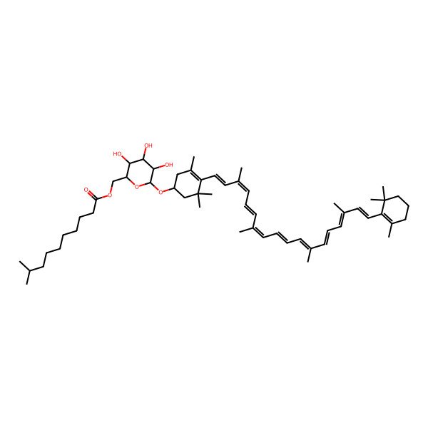 2D Structure of [3,4,5-Trihydroxy-6-[3,5,5-trimethyl-4-[3,7,12,16-tetramethyl-18-(2,6,6-trimethylcyclohexen-1-yl)octadeca-1,3,5,7,9,11,13,15,17-nonaenyl]cyclohex-3-en-1-yl]oxyoxan-2-yl]methyl 9-methyldecanoate