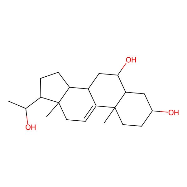 2D Structure of 17-(1-hydroxyethyl)-10,13-dimethyl-2,3,4,5,6,7,8,12,14,15,16,17-dodecahydro-1H-cyclopenta[a]phenanthrene-3,6-diol