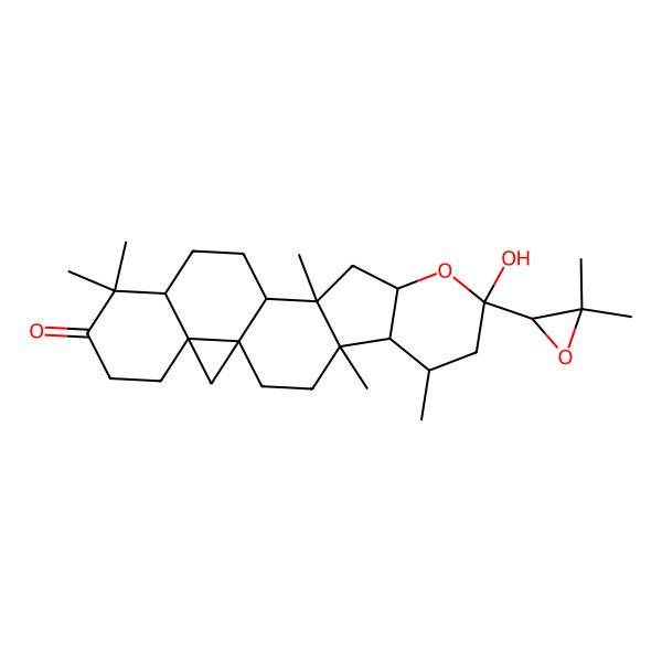 2D Structure of (1S,4R,5R,6R,8R,10S,12S,13S,16R,21R)-8-[(2R)-3,3-dimethyloxiran-2-yl]-8-hydroxy-4,6,12,17,17-pentamethyl-9-oxahexacyclo[11.9.0.01,21.04,12.05,10.016,21]docosan-18-one