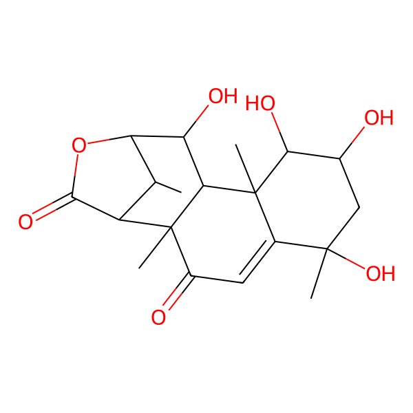 2D Structure of (1S,2R,6S,8S,9S,10R,12R,13R,16R)-6,8,9,12-tetrahydroxy-2,6,10,16-tetramethyl-14-oxatetracyclo[11.2.1.02,11.05,10]hexadec-4-ene-3,15-dione