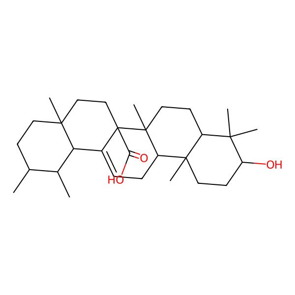 2D Structure of (1S,2R,4aR,6aR,6aR,6bR,8aR,10S,12aR,14bS)-10-hydroxy-1,2,4a,6b,9,9,12a-heptamethyl-2,3,4,5,6,6a,7,8,8a,10,11,12,13,14b-tetradecahydro-1H-picene-6a-carboxylic acid 2D Structure of (1S,2R,4aR,6aR,6aR,6bR,8aR,10S,12aR,14bS)-10-hydroxy-1,2,4a,6b,9,9,12a-heptamethyl-2,3,4,5,6,6a,7,8,8a,10,11,12,13,14b-tetradecahydro-1H-picene-6a-carboxylic acid
