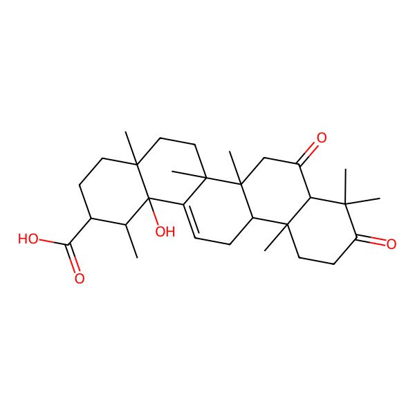2D Structure of 14b-Hydroxy-1,4a,6a,6b,9,9,12a-heptamethyl-8,10-dioxo-1,2,3,4,5,6,6a,7,8a,11,12,13-dodecahydropicene-2-carboxylic acid 2D Structure of 14b-Hydroxy-1,4a,6a,6b,9,9,12a-heptamethyl-8,10-dioxo-1,2,3,4,5,6,6a,7,8a,11,12,13-dodecahydropicene-2-carboxylic acid