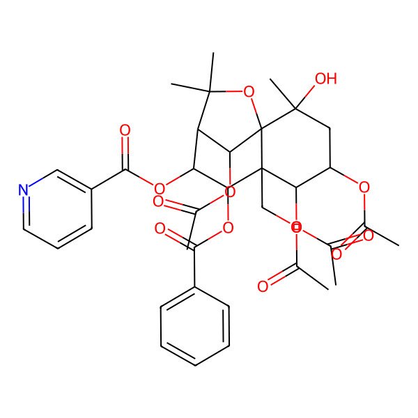 2D Structure of [(1S,2S,4S,5R,6S,7R,8R,9R,12R)-4,5,12-triacetyloxy-6-(acetyloxymethyl)-7-benzoyloxy-2-hydroxy-2,10,10-trimethyl-11-oxatricyclo[7.2.1.01,6]dodecan-8-yl] pyridine-3-carboxylate