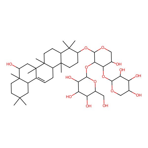 2D Structure of 2-[5-Hydroxy-2-[(8-hydroxy-4,4,6a,6b,8a,11,11,14b-octamethyl-1,2,3,4a,5,6,7,8,9,10,12,12a,14,14a-tetradecahydropicen-3-yl)oxy]-4-(3,4,5-trihydroxyoxan-2-yl)oxyoxan-3-yl]oxy-6-(hydroxymethyl)oxane-3,4,5-triol