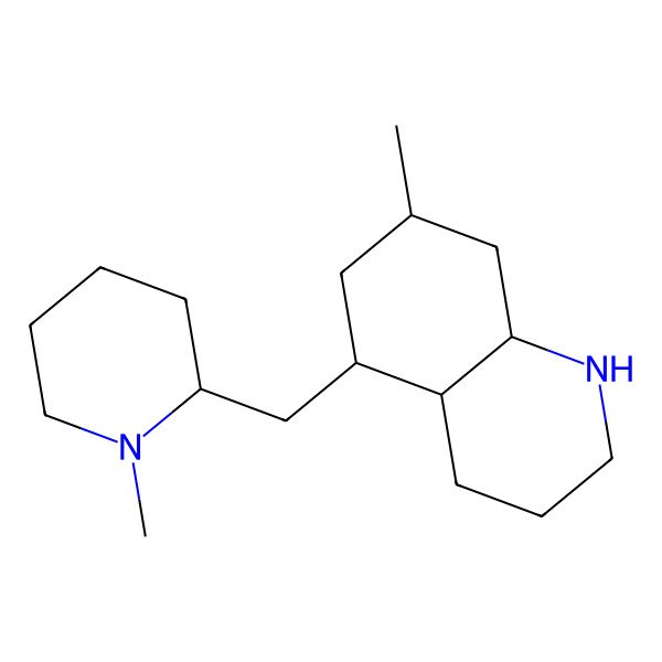 2D Structure of (4aS,5S,7R,8aR)-7-methyl-5-[[(2S)-1-methylpiperidin-2-yl]methyl]-1,2,3,4,4a,5,6,7,8,8a-decahydroquinoline