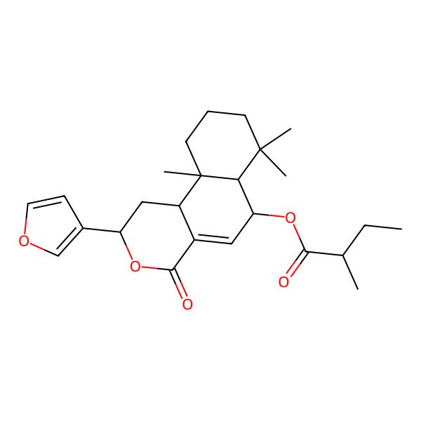 2D Structure of [2-(Furan-3-yl)-7,7,10a-trimethyl-4-oxo-1,2,6,6a,8,9,10,10b-octahydrobenzo[f]isochromen-6-yl] 2-methylbutanoate