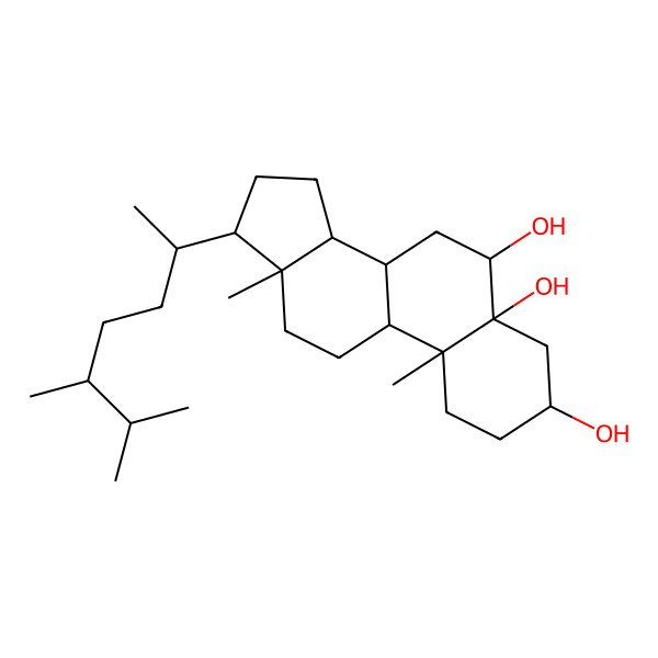 2D Structure of 17-(5,6-Dimethylheptan-2-yl)-10,13-dimethyl-1,2,3,4,6,7,8,9,11,12,14,15,16,17-tetradecahydrocyclopenta[a]phenanthrene-3,5,6-triol