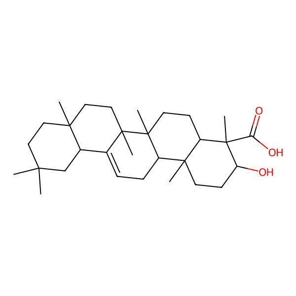 2D Structure of (4R,6aR,8aR,12aR,14bR)-3-hydroxy-4,6a,6b,8a,11,11,14b-heptamethyl-1,2,3,4a,5,6,7,8,9,10,12,12a,14,14a-tetradecahydropicene-4-carboxylic acid