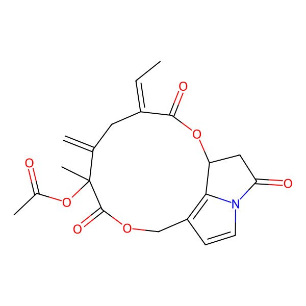 2D Structure of [(1R,4Z,7S)-4-ethylidene-7-methyl-6-methylidene-3,8,15-trioxo-2,9-dioxa-14-azatricyclo[9.5.1.014,17]heptadeca-11(17),12-dien-7-yl] acetate