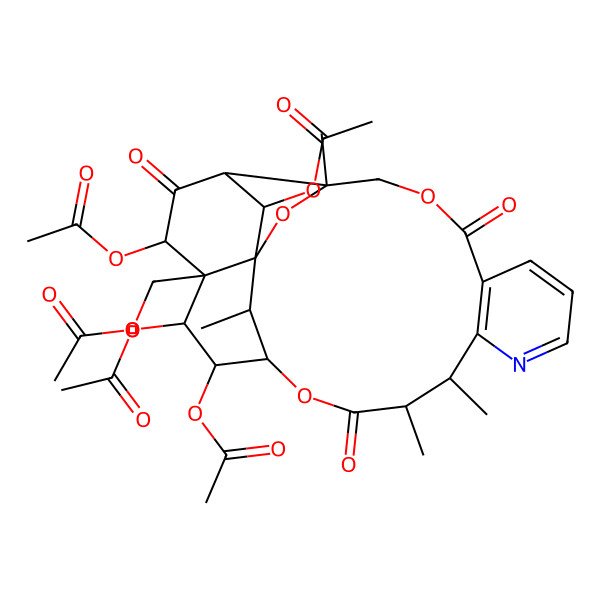 2D Structure of [(1S,3S,13S,14S,17R,18R,19S,20R,21S,24R,25R)-18,19,21,24-tetraacetyloxy-3,13,14,25-tetramethyl-6,15,22-trioxo-2,5,16-trioxa-11-azapentacyclo[15.7.1.01,20.03,23.07,12]pentacosa-7(12),8,10-trien-20-yl]methyl acetate