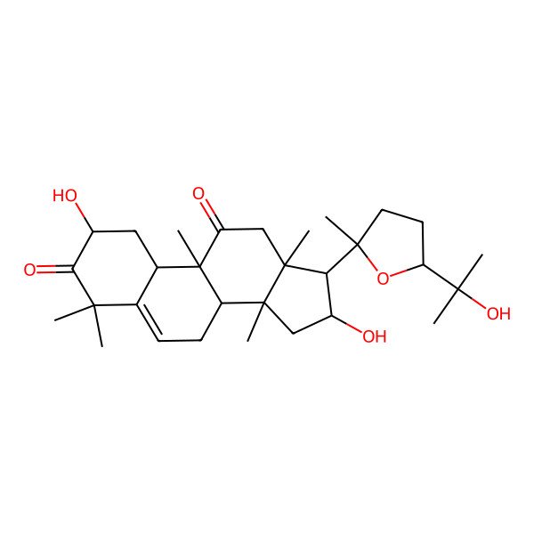 2D Structure of 2,16-dihydroxy-17-[5-(2-hydroxypropan-2-yl)-2-methyloxolan-2-yl]-4,4,9,13,14-pentamethyl-2,7,8,10,12,15,16,17-octahydro-1H-cyclopenta[a]phenanthrene-3,11-dione
