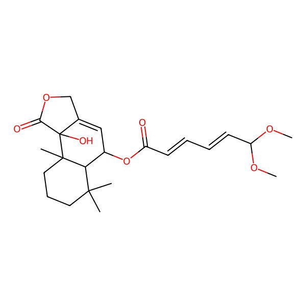 2D Structure of (9b-Hydroxy-6,6,9a-trimethyl-1-oxo-3,5,5a,7,8,9-hexahydrobenzo[e][2]benzofuran-5-yl) 6,6-dimethoxyhexa-2,4-dienoate