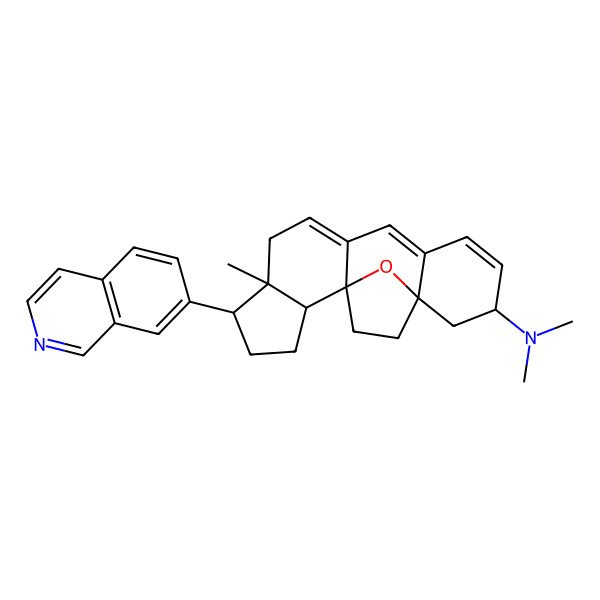 2D Structure of 5-isoquinolin-7-yl-N,N,6-trimethyl-19-oxapentacyclo[14.2.1.01,9.02,6.011,16]nonadeca-8,10,12-trien-14-amine