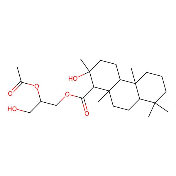 2D Structure of [(2S)-2-acetyloxy-3-hydroxypropyl] (1R,2S,4aS,4bR,8aR,10aS)-2-hydroxy-2,4b,8,8,10a-pentamethyl-1,3,4,4a,5,6,7,8a,9,10-decahydrophenanthrene-1-carboxylate