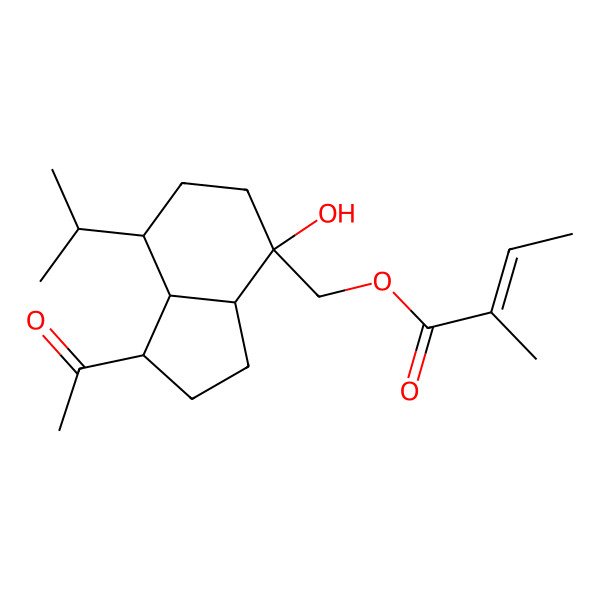 2D Structure of [(1S,3aR,4R,7S,7aS)-1-acetyl-4-hydroxy-7-propan-2-yl-1,2,3,3a,5,6,7,7a-octahydroinden-4-yl]methyl (Z)-2-methylbut-2-enoate