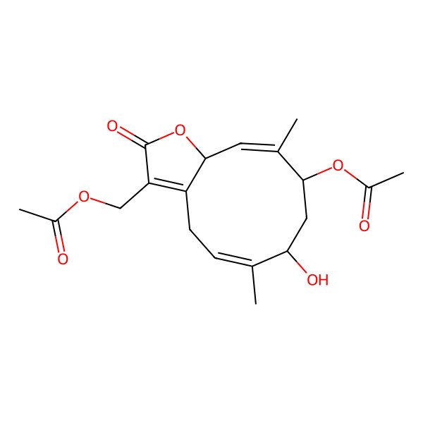 2D Structure of [(5Z,7S,9R,10E,11aR)-9-acetyloxy-7-hydroxy-6,10-dimethyl-2-oxo-7,8,9,11a-tetrahydro-4H-cyclodeca[b]furan-3-yl]methyl acetate