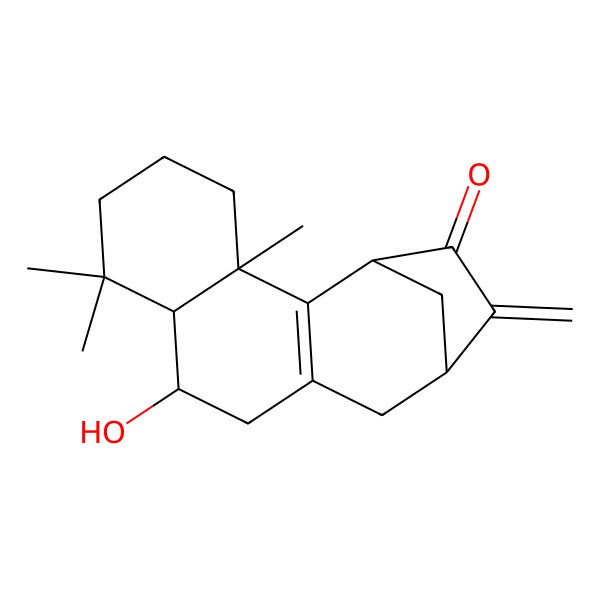 2D Structure of (3R,8R,9S,13R)-9-hydroxy-3,7,7-trimethyl-14-methylidenetetracyclo[11.2.1.02,11.03,8]hexadec-2(11)-en-15-one