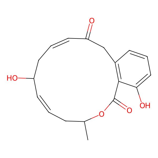 2D Structure of (4R,6Z,10Z)-8,18-dihydroxy-4-methyl-3-oxabicyclo[12.4.0]octadeca-1(14),6,10,15,17-pentaene-2,12-dione