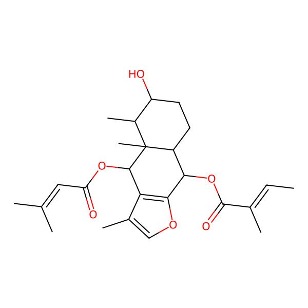 2D Structure of [(4S,4aS,5S,6S,8aS,9R)-6-hydroxy-3,4a,5-trimethyl-4-(3-methylbut-2-enoyloxy)-5,6,7,8,8a,9-hexahydro-4H-benzo[f][1]benzofuran-9-yl] (E)-2-methylbut-2-enoate