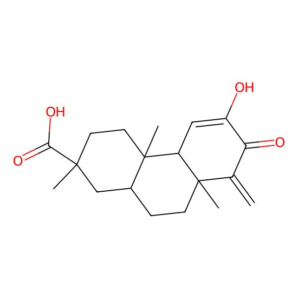 2D Structure of 6-hydroxy-2,4a,8a-trimethyl-8-methylidene-7-oxo-3,4,4b,9,10,10a-hexahydro-1H-phenanthrene-2-carboxylic acid