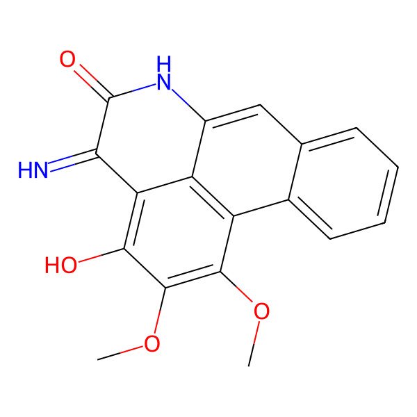 2D Structure of 14-Hydroxy-12-imino-15,16-dimethoxy-10-azatetracyclo[7.7.1.02,7.013,17]heptadeca-1(17),2,4,6,8,13,15-heptaen-11-one