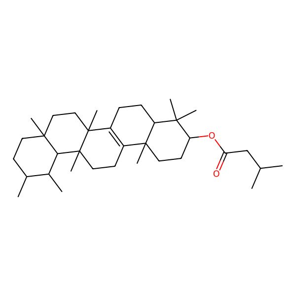 2D Structure of (4,4,6a,6b,8a,11,12,14b-octamethyl-2,3,4a,5,6,7,8,9,10,11,12,12a,13,14-tetradecahydro-1H-picen-3-yl) 3-methylbutanoate 2D Structure of (4,4,6a,6b,8a,11,12,14b-octamethyl-2,3,4a,5,6,7,8,9,10,11,12,12a,13,14-tetradecahydro-1H-picen-3-yl) 3-methylbutanoate
