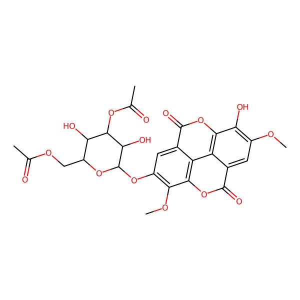 2D Structure of [(2R,3R,4S,5R,6S)-4-acetyloxy-3,5-dihydroxy-6-[(14-hydroxy-7,13-dimethoxy-3,10-dioxo-2,9-dioxatetracyclo[6.6.2.04,16.011,15]hexadeca-1(15),4,6,8(16),11,13-hexaen-6-yl)oxy]oxan-2-yl]methyl acetate