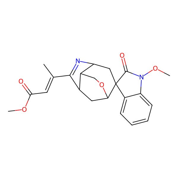 2D Structure of methyl (E)-3-[(1R,2S,4S,7R,8S)-1'-methoxy-2'-oxospiro[10-oxa-5-azatricyclo[5.3.1.04,8]undec-5-ene-2,3'-indole]-6-yl]but-2-enoate