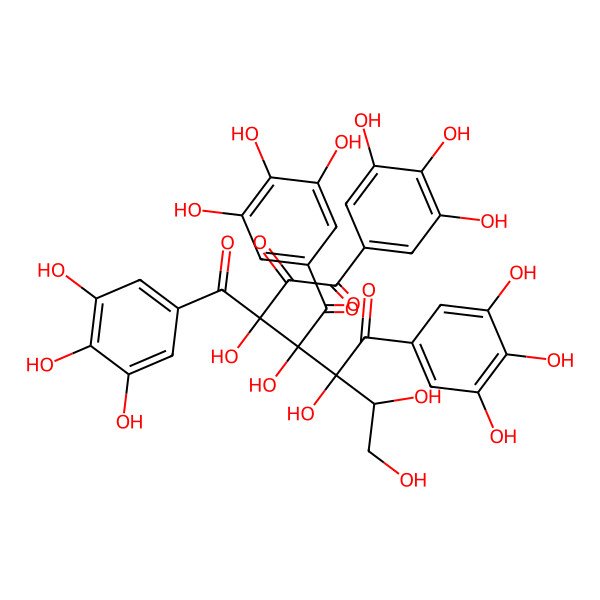 2D Structure of (3S,4S,5R)-5-[(1R)-1,2-dihydroxyethyl]-3,4,5-trihydroxy-3,4-bis(3,4,5-trihydroxybenzoyl)-1,6-bis(3,4,5-trihydroxyphenyl)hexane-1,2,6-trione