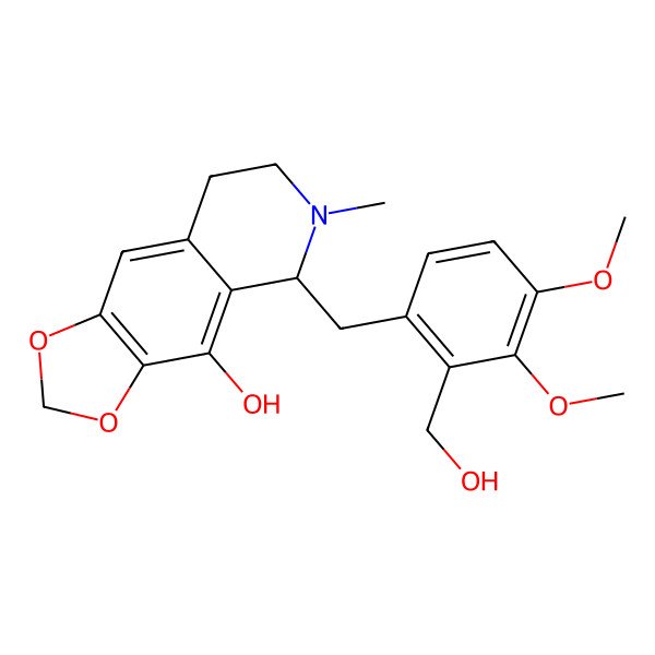 2D Structure of 5-[[2-(hydroxymethyl)-3,4-dimethoxyphenyl]methyl]-6-methyl-7,8-dihydro-5H-[1,3]dioxolo[4,5-g]isoquinolin-4-ol