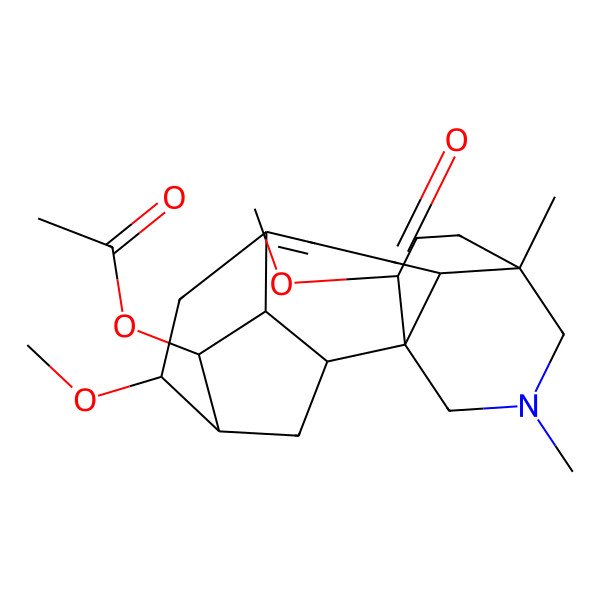 2D Structure of (6,16-Dimethoxy-12,14-dimethyl-10-oxo-14-azapentacyclo[10.3.3.12,5.01,11.03,8]nonadec-8-en-4-yl) acetate