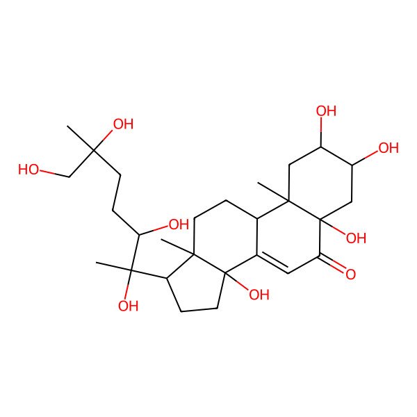 2D Structure of 2,3,5,14-Tetrahydroxy-10,13-dimethyl-17-(2,3,6,7-tetrahydroxy-6-methylheptan-2-yl)-1,2,3,4,9,11,12,15,16,17-decahydrocyclopenta[a]phenanthren-6-one