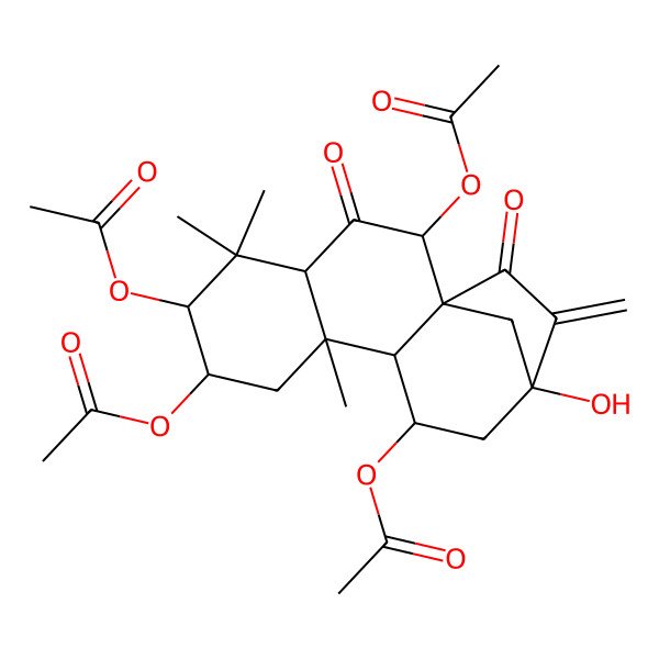 2D Structure of [(1R,2R,4S,6R,7S,9S,10S,11S,13R)-2,6,11-triacetyloxy-13-hydroxy-5,5,9-trimethyl-14-methylidene-3,15-dioxo-7-tetracyclo[11.2.1.01,10.04,9]hexadecanyl] acetate