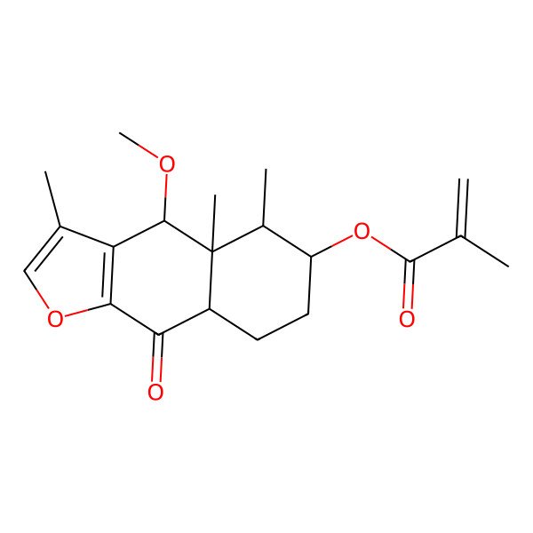 2D Structure of (4-Methoxy-3,4a,5-trimethyl-9-oxo-4,5,6,7,8,8a-hexahydrobenzo[f][1]benzofuran-6-yl) 2-methylprop-2-enoate
