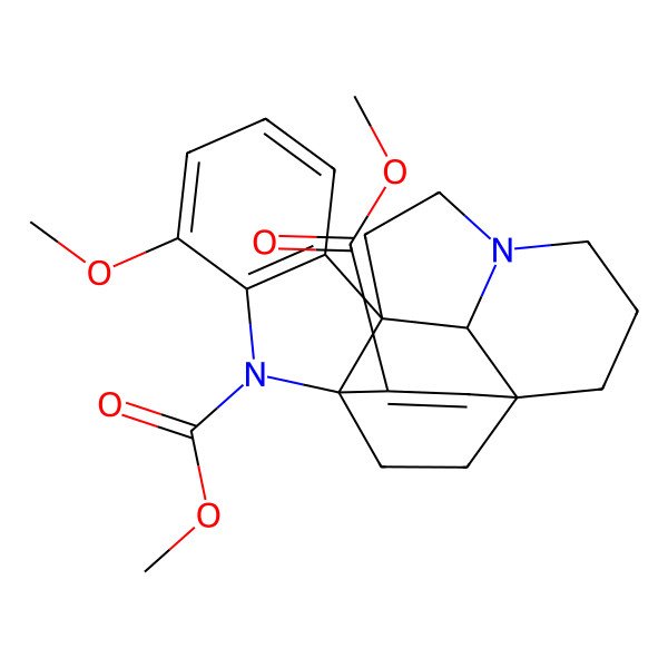 2D Structure of dimethyl (1S,9R,16R,21S)-4-methoxy-2,12-diazahexacyclo[14.2.2.19,12.01,9.03,8.016,21]henicosa-3(8),4,6,17-tetraene-2,18-dicarboxylate