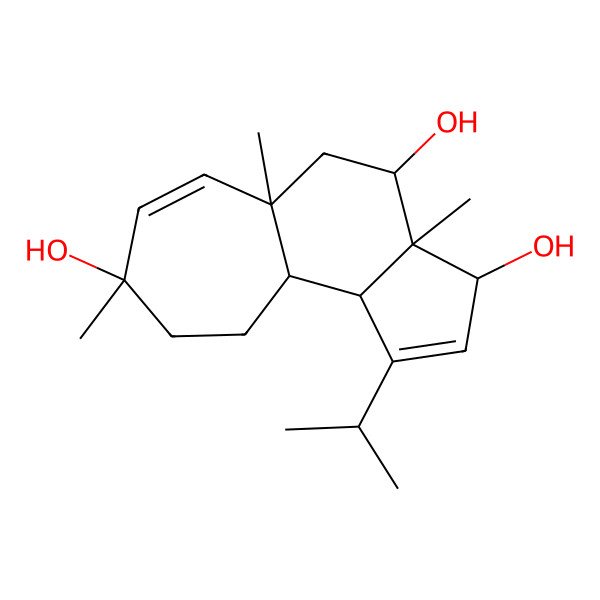 2D Structure of (3S,3aR,4S,5aS,8S,10aR,10bS)-3a,5a,8-trimethyl-1-propan-2-yl-4,5,9,10,10a,10b-hexahydro-3H-cyclohepta[e]indene-3,4,8-triol