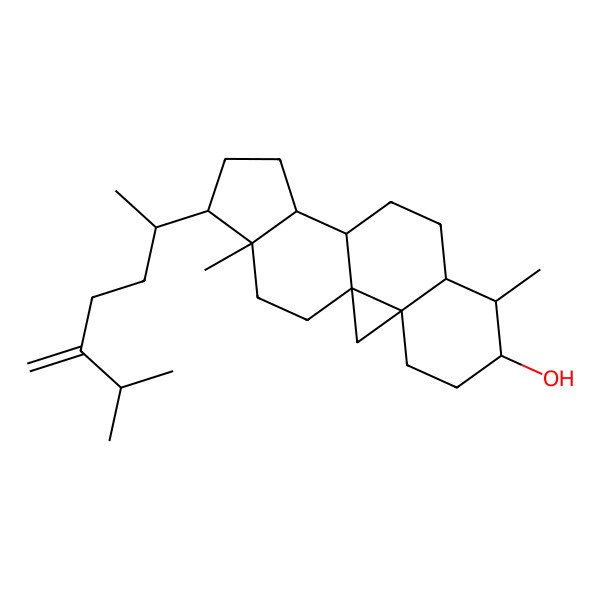 2D Structure of (1S,3R,6S,7S,8S,11R,12R,15R,16R)-7,16-dimethyl-15-[(2R)-6-methyl-5-methylideneheptan-2-yl]pentacyclo[9.7.0.01,3.03,8.012,16]octadecan-6-ol