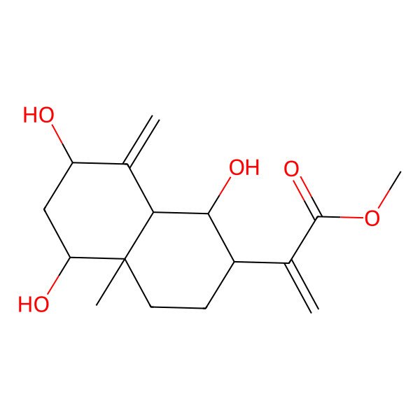 2D Structure of methyl 2-[(1S,2R,4aR,5R,7S,8aS)-1,5,7-trihydroxy-4a-methyl-8-methylidene-1,2,3,4,5,6,7,8a-octahydronaphthalen-2-yl]prop-2-enoate